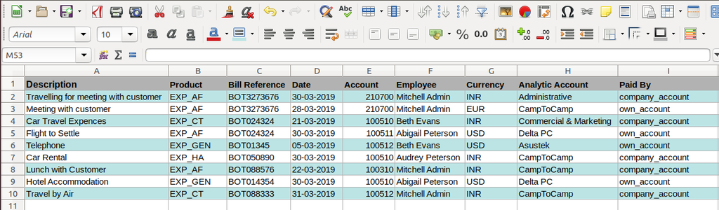 Import Expense and Expense Sheet from Excel