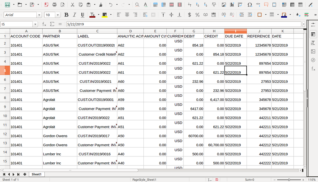 Journal Entry Import from Excel