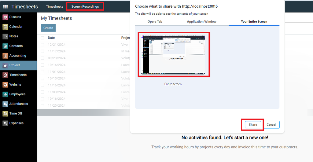 Employee Monitoring | Screen Recording in Odoo
