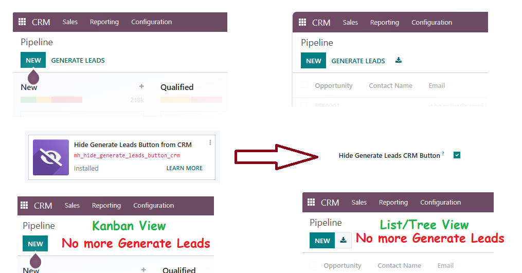 Hide Generate Leads Button from CRM