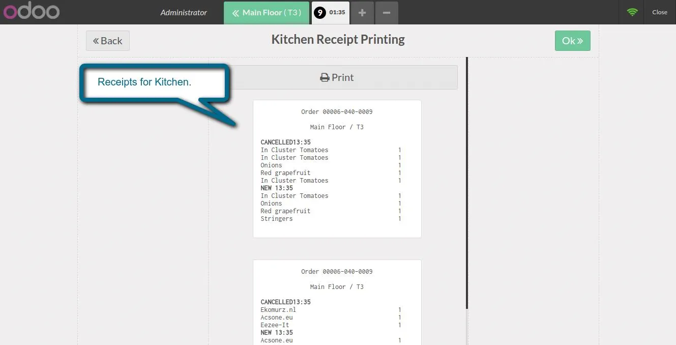POS Kitchen Receipt